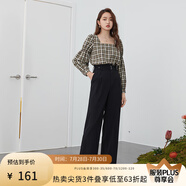 范思藍(lán)恩 春秋裝新款拖地褲子女高腰直筒褲休閑褲顯瘦長褲 黑色 S