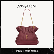 YSL圣羅蘭【禮物】女士JAMIE SHOPPING 羊皮革托特包 酒紅色 U