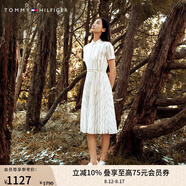TOMMY HILFIGER【條紋POLO裙】春夏女裝氣質(zhì)拼色豎條紋收腰顯瘦連衣裙43430 白色條紋01S L