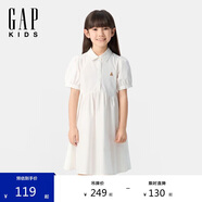 GAP女童2025夏季新款小熊刺繡polo領(lǐng)棉質(zhì)短袖連衣裙兒童裝767293
