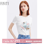 FINITY夏裝新款森女系T恤女設(shè)計(jì)感度假輕薄修身套頭上衣女 白色 S