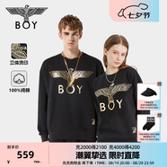 BOY LONDON【經(jīng)典款】冬情侶款logo圓領(lǐng)休閑百搭潮牌衛衣N03909 黑色 經(jīng)典款 XL