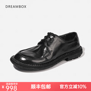 dreambox鈞博vibram夏季薄款男士休閑皮鞋水洗馬皮輕便透氣男鞋 黑色 38