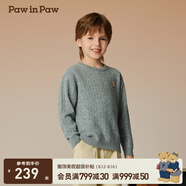 PawinPaw卡通小熊童裝秋冬新款男女童圓領(lǐng)毛衣學(xué)院風(fēng)舒適拜年過(guò)年 Grey灰色/15 110 cm