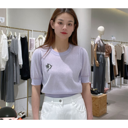 迪賽尼斯（DESIGNICE）女士簡(jiǎn)約時(shí)尚針織衫D24212D7356 木槿紫 S
