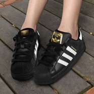 adidas阿迪達斯三葉草男鞋女鞋板鞋 25夏季新款情侶金標貝殼休閑鞋子女 黑色金標貝殼頭EG4959 39