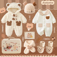 新生嬰幼兒見(jiàn)面送禮物滿(mǎn)月寶寶衣服套裝初生禮盒實(shí)用高檔秋冬待產(chǎn) 吃雪糕的袋鼠 66cm 0-4個(gè)月