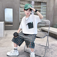 尚比酷男童夏裝套裝2025新款兒童裝薄款運動(dòng)夏款夏季男孩中大童酷帥氣潮 白色 薄款 120