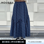 moussy 新法式田園風(fēng)碎花傘裙花邊半身裙女028IAZ31-1011 145花紋海軍藍(lán) 均碼 00020/F