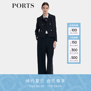 PORTS寶姿女裝2024早秋新款經(jīng)典短款黑色雙排扣設(shè)計(jì)西裝夾克 黑色 XXS (0)