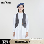 謎底A字型連衣裙春季新款簡約純色寬松裙長袖女231ML0102 亮白 L