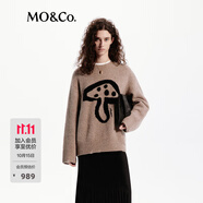 MO&Co.毛衣蘑菇圖案含羊駝毛絨感輕暖寬松漏針寬松落肩摩安珂 淺花駝色 M 165