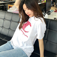 冠軍閃電（CHIONPEAN）美國重磅純棉女裝夏季T恤男女歐美潮牌字母情侶短袖學(xué)生百搭T恤 白色 S 90斤內