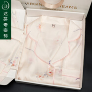 達芬奇密碼睡衣女長(cháng)袖冰絲可外穿家居服母親節禮物送媽媽生日禮物實(shí)用禮盒裝 含苞吐蕊 L 【推薦100斤-120斤】