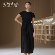 云思木想Ysimo-X摩登國風(fēng)2025夏季新款透氣收腰黑色連衣裙12960 黑色 S