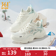 361度女鞋運動(dòng)鞋夏季網(wǎng)面老爹鞋革面休閑鞋增高戶(hù)外鞋舒適復古休閑鞋女 【網(wǎng)紗】羽毛白/淺煙綠 38