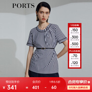 PORTS寶姿 新品女裝上衣SL8N001KCE010 丈青白條紋 M
