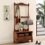 柏爾頓 美式實(shí)木落地衣帽架 臥室多功能掛衣架 068中號73.5*35*168cm