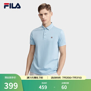 斐樂(lè)（FILA）官方男子針織短袖POLO衫夏季商務(wù)翻領(lǐng)針織衫舒適短袖T恤上衣 勿忘我藍(lán)-LB L 175/96A