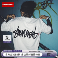 SuaMoment【嚴(yán)浩翔同款】SuaMoment抓痕基礎(chǔ)字母情侶T恤國(guó)潮流純棉短袖半袖 白色 M