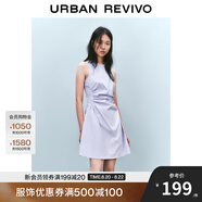 UR2025春季新款女摩登氣質(zhì)褶皺收腰顯瘦無袖連衣裙UYY750030 淡紫 L