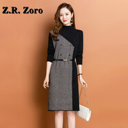 Z.R.Zoro奢侈品連衣裙女2025秋冬新款小個(gè)子高級(jí)感配大衣羊毛衫針織連衣裙 黑色 3XL
