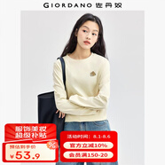佐丹奴Giordano女裝純棉食物刺繡針織圓領(lǐng)長袖T恤13324552 05卡其(三明治) M