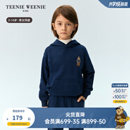 Teenie Weenie Kids小熊童裝24冬季款男女童寶袋鼠插袋連帽衛(wèi)衣 藏青色 100 cm