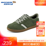 斯凱奇（Skechers）2025夏季新品皮革經(jīng)典鞋頭德訓鞋潮流親子鞋輕量舒適耐磨 橄欖綠/OLV 37