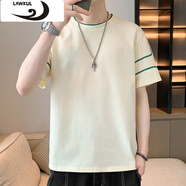 浪古 LAWKUL短袖t恤男裝ins夏季新款潮牌學(xué)生簡約寬松半袖體恤上衣服 杏色 M