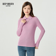 深呼吸DEEP BREATH女裝坑條打底純羊毛針織衫女A301124 香芋紫 M (3)