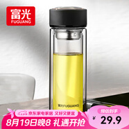 富光 男女士雙層玻璃杯 水杯 支持團購定制 304杯子泡茶杯400ML黑