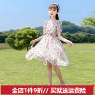 歐遙女童連衣裙公主裙洋氣雪紡碎花夏裝女孩裙子9-12歲新款中大童裝13 粉色碎花連衣裙   均碼 170身高155-165cm體重85-100斤
