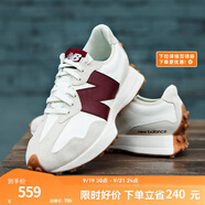 NEW BALANCE NB327官方休閑鞋女鞋夏季復古增高鞋潮流百搭低幫輕便軟底運動鞋 灰色/米白/酒紅 WS327KA 37.5 (腳長24cm)