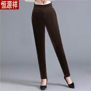 恒源祥2025中老年加絨加厚棉保暖褲金絲絨棉褲寬松外穿高腰彈力女打底褲 咖啡 2XL 【95-115】斤