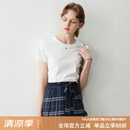 顏域簡約純色短袖T恤女夏裝新款時(shí)尚氣質(zhì)ol通勤直筒顯瘦上衣 白色 XL