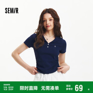 森馬（Semir）polo衫女短款收腰翻領襯衫25夏刺繡涼感緊身T恤辣妹109325115005