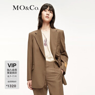 MO&Co.冬季中性化剪裁泰迪熊廓形感西裝JK服 萌寵部落moco 淺咖色 L