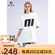 美特斯邦威（Meters Bonwe）美特斯邦威T恤男女同款2025夏新款寬松大字體印花重磅高街體恤 安 雪白色 S16588A 均碼
