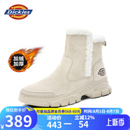Dickies女士雪地靴女靴冬季加絨加厚短靴保暖棉鞋靴子 米色 38 