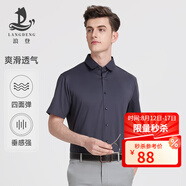浪登[冰絲涼感]開(kāi)衫短袖T恤男夏季透氣彈力新款商務(wù)休閑百搭翻領(lǐng)體恤 深灰色 -涼感冰絲 L (40) （170/92A）