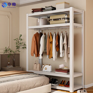 奪帥簡(jiǎn)易衣柜家用衣架置物架公寓出租房開(kāi)放式衣櫥掛衣架衣柜鋼架結構 三層【精致白】高160cm 長(cháng)50寬40cm