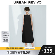 UR2025春季新款女裝法式氣質(zhì)后拉鏈?zhǔn)昭鼰o袖連衣裙UWM750031 黑色 M