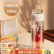 SIMELO施美樂茶水分離杯女玻璃杯雙層加厚高顏值帶過濾網(wǎng)泡茶水杯 新款雅典白(女孩的日常) 330ml