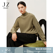 玖姿·安娜蔻簡(jiǎn)約無(wú)縫一體插肩全羊毛長(zhǎng)袖套頭毛衫女冬款 綠色系 M