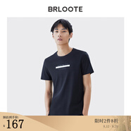 Brloote/巴魯特短袖T恤男棉時(shí)尚休閑上衣夏季圓領(lǐng)印花體恤衫 黑色 180/100A