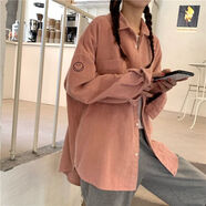 憶思減百搭外套襯衫女薄款秋季2025新款韓版寬松ins原宿燈芯絨休閑襯衣 粉紅色 【粗紋】 S 80-100