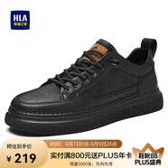 海瀾之家HLA男鞋休閑男士板鞋運動鞋HAAXXM2EBF310 黑色沖孔款42