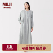 無印良品（MUJI）女式 人字紋紗織連衣裙女裝裙子長裙 25年秋季純棉連身裙FD1M9C5A 灰色 M (160/84A)