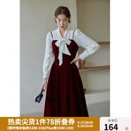 獨束大碼女裝絲絨吊帶連衣裙女冬裝新款胖mm法式氣質(zhì)背帶裙顯瘦 紅色 M